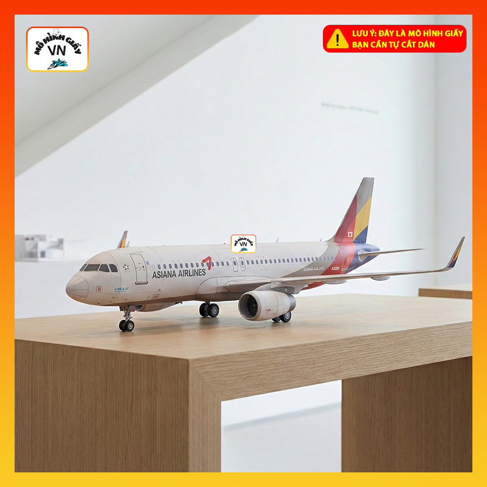 Airbus A320 Asiana Airlines Paper Model Assembly Kit 1/100 Scale กระดาษ ...