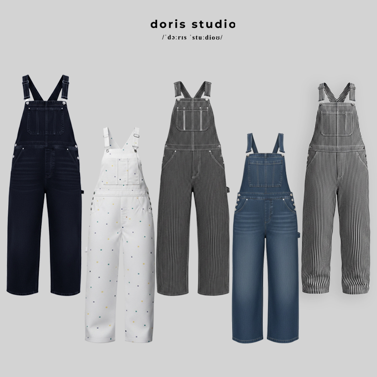 Doris / basic striped Jean overalls / unisex Form / 2 แบบ | Shopee Thailand