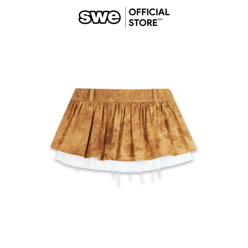 แบรนด์ท้องถิ่น SWE RUSTED LAYER MINI SKIRT Womens Two-LAYER Short SKIRT ...
