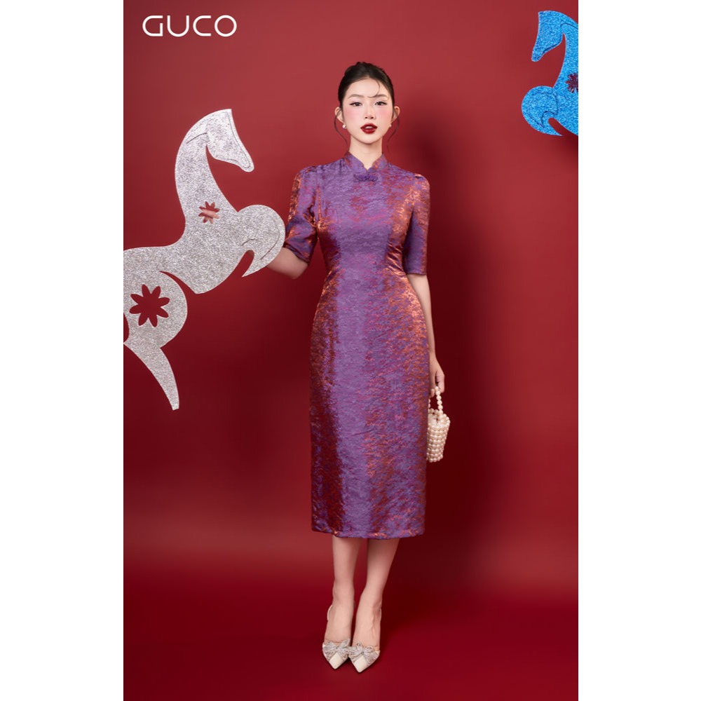 GUCO A-LINE PARTY DRESS WITH TRAIN NECK AND MISSED SLEEVES WITH ...