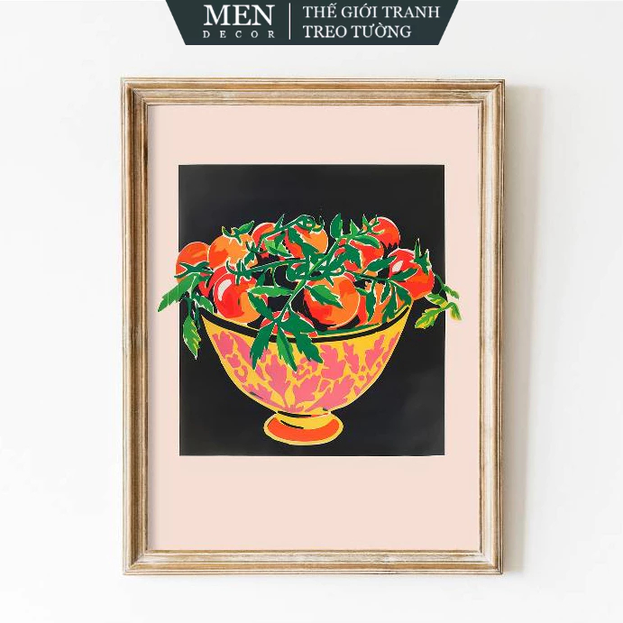 ภาพวาดติดผนัง พิมพ์ศิลปะ Retro Wall Art Tomato พิมพ์ครัว Riso พิมพ์ขออัพ มาพร้อมเล็บแขวนรูปภาพ