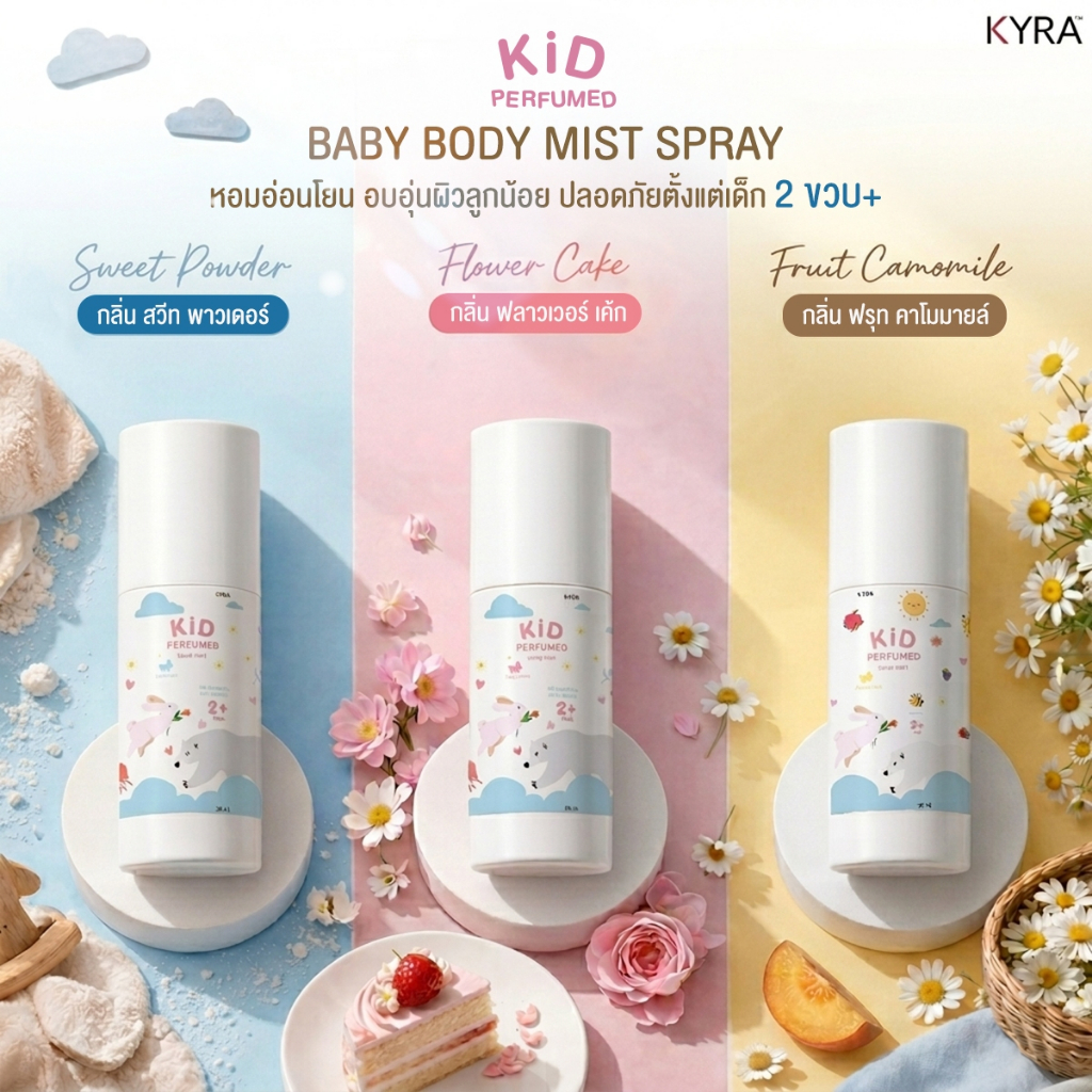 ZANA Kid Perfumed Body Mist น้ำหอมลูกรัก สเปรย์ตัวหอมเด็ก 3 กลิ่น ระงับกลิ่นอับเสื้อผ้า กลิ่นเหงื่อเด็ก